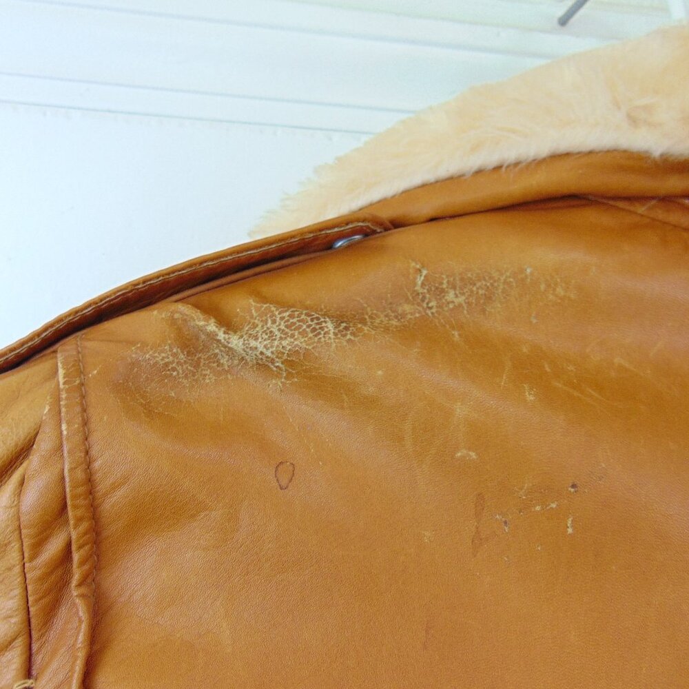 Schott Mens A-2 VTG Bomber Jacket Leather Cognac Brown Size 48 XL / XXL - Picture 9 of 11